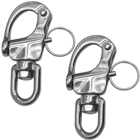Karshor Snap Swivel Shackle, 2 pcs Heavy Duty Snap Shackle Stainless Steel Swivel Eye Snap Shackle Quick Release Marine Swivel Shackle D links Hook Shackle Clip for Sailboat Sandbag and Industry