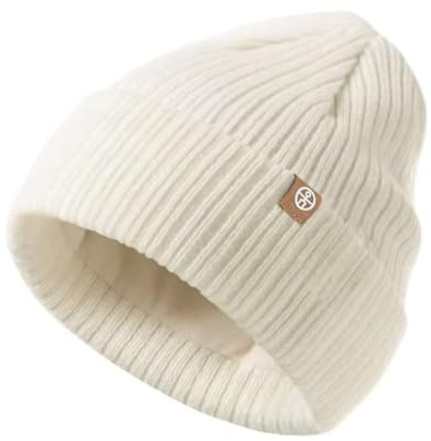 UNNESTAR Bonnets pour enfants - Chapeaux d'hiver chauds pour garçons et filles Casquette polaire extensible avec double couche, beige, 3-8 ans