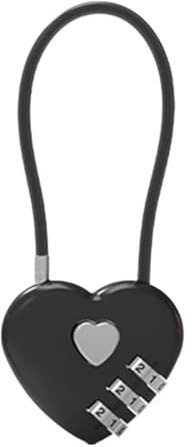 Lucchetto Valigia Aereo Scatola con barra di trazione for zaino scolastico con lucchetto a combinazione a forma di cuore e amore, con lucchetto concentrico(Black-135mm)