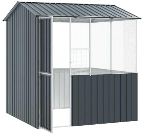 IKAYAA Pajareras Exterior en Jardin, Jaula Grande para Pájaros, Pajarera Metálica de Exterior, Voladera para Pájaros, Voladera de Jardín para Aves Exóticas 209 x 215 x 233 cm Antracita