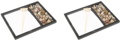 2 set Zen Garden Sand Tray Stone Wooden Rake Sands Home Room Fengshui Ornament #1