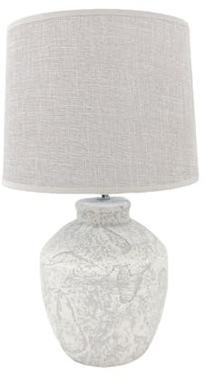 AcaciaHome Elegant Ceramic Table Lamp with Fabric Drum Shade – Decorative Bedside or Nightstand Light, Warm Soft Ambient Glow, E27 Bulb Compatible Lamp for Bedroom, Office & Desk (51cm Cream Lamp)