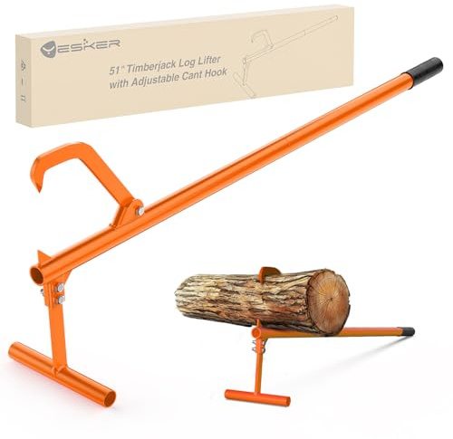 Yesker 51 Cant Hook for Log Roller Logging Tools with Adjustable Steel Cant Hooks and Stand Heavy Duty Timberjack Log Lifter Mover Jack Firewood Tools for Rolling Raising up to 15 Diameter, Orange