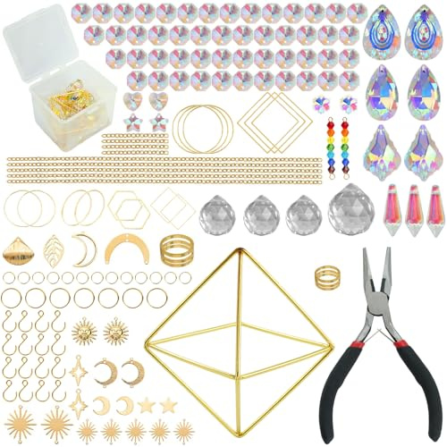 400 Stück Sonnenfänger Kristall Bastelset, DIY Sonnenfänger Fenster Deko, Suncatcher Windspiel Basteln, Fensterdeko Hängend für Zuhause Büro Garten Outdoor Deko