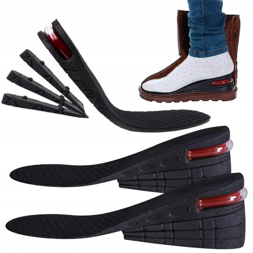 Generico Pack de 2 unidades de soporte de talón de altura ajustable, pies par plantillas soportes plantar, pie tobillo, banda elástica, deporte running fútbol atlético, dolor rodilla espalda (negro)