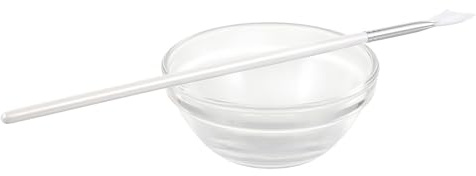 OSALADI Set de Pinceles Aplicadores para Mascarilla Facial de Ácido Cuenco de Vidrio 2 Piezas, Fibra de Nailon, Kit Reutilizable para Cuidado Piel y Mascarillas DIY en Casa