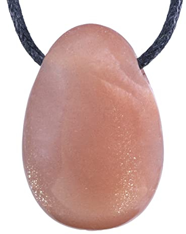 Lebensquelle Plus Seltene Tropfen Anhänger mit Baumwollband | Set-Angebot Naturstein Halskette | Echter Edelsteinanhänger | Gebohrter Trommelstein Tropfenanhänger