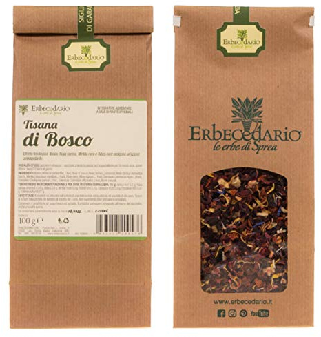 Erbecedario tisana ai frutti di bosco con Ibisco e ribes 100g | Tisana frutti rossi antiossidante e dissetante dal gusto fruttato - Made in Italy