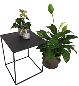 KUHEIGA Beistelltisch Metall Schwarz H: 50cm Pflanzentisch Metall, Blumentisch Deko-Tisch, Nachttisch