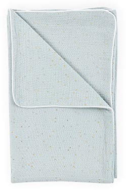 KraftKids Babydecke in Musselin goldene Punkte auf Grün, Kuscheldecke 70 cm x 100 cm, 100% Musselin Stoff mit Liebe handgefertigt in der EU