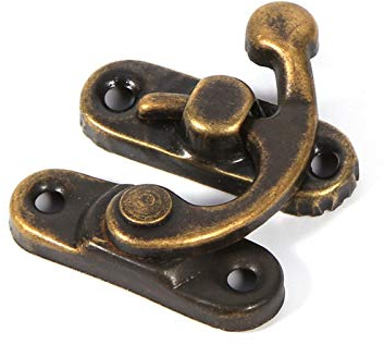 OUKENS Antique Latch Hasp, 12X Regalo di gioielli decorativi Vino Scatola di legno Antique Right Latch Hook Hasp con 48 viti, chiusura scatola legno, Serratura Antica(gancio sinistro in bronzo)