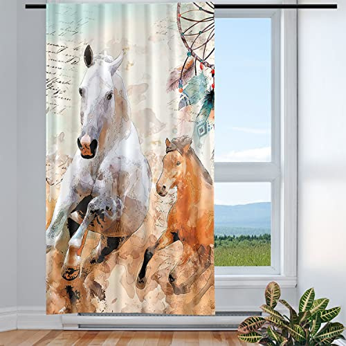 Violetpos Vorhänge Gardinen für Wohnzimmer Schlafzimmer 1 Stück Retro TraumFänger Pferd 135x225cm W/H