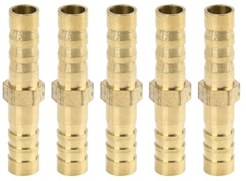 Schlauchverbinder für Luft-, Wasser-, Gas-, Ölleitung, gerades Rohr, Messing, Außendurchmesser 6 mm, 5 Stück
