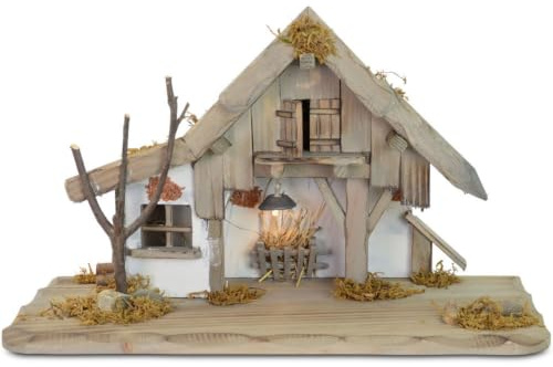 Riffelmacher & Weinberger Weihnachtskrippe Oberjettenberg - 40x19x24cm Krippenstall Holzkrippe | 78084