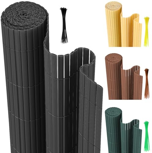 Lospitch Canisse en PVC Brise Vue, Palissade en PVC extérieur avec Lattes renforcées, Tapis d'intimité en PVC pour Balcon, revêtement de Jardin e terrasse, résistant aux UV, Gris, 160 x 1000 cm