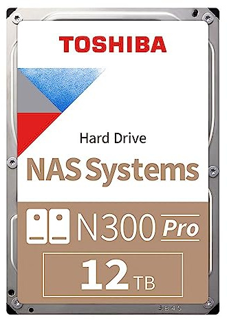 Toshiba N300 PRO 12TB NAS empresarial de gran tamaño (hasta 24 bahías) Disco duro interno de 3,5 pulgadas - Velocidad de carga de trabajo de hasta 300 TB/año CMR SATA 6 GB/s 7200 RPM caché de 512 MB -