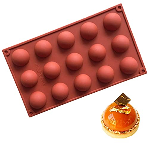 yufana 15 Agujeros Moldes De Silicona Semiesfera,Juego De Molde Semiesférico Molde De Media Esfera para Chocolate Molde Silicona Semiesfera Chocolate Forma,para Praliné Tortas Gelatinas