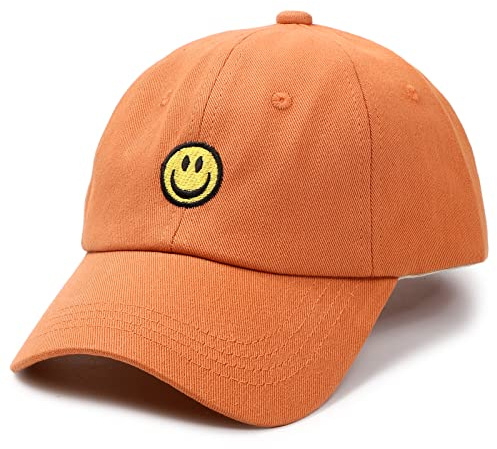SONMONY Smile Face Toddler Baseball Cap Boy Baseball Hats Kids Washed Funny Hats Adjustable Cute Caps for 3-12 Years Orange
