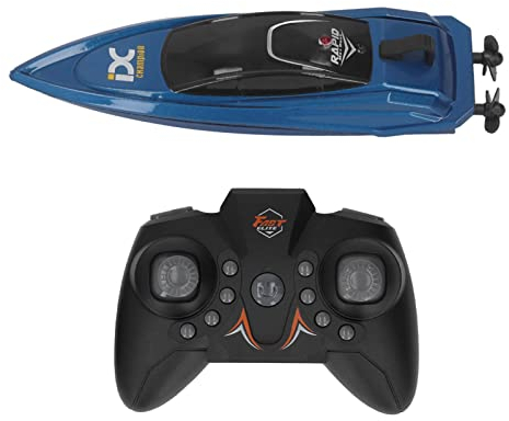 Fockety RC-Boot, 2,4-GHz-Hochgeschwindigkeits-Wasserdichtes USB-wiederaufladbares Mini-Fernbedienungsboot für Pools Seen, 360 ° Umgedrehtes Elektrisches Spielzeugboot mit Doppelpropellern,(Blau)