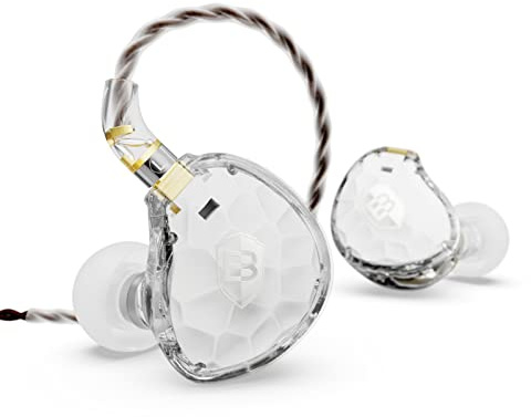 BASN ASONE 14.2mm Planar Diaphragm Driver in-Ear Monitors Earphone with Two Detachable MMCX Cables for Musicians Drummers Bass Players Singers (White)