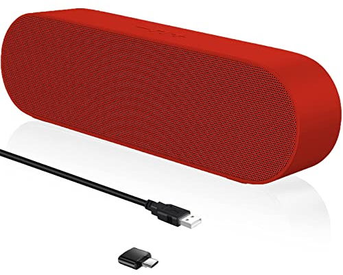 ZETIY Mini Altoparlante per PC, Casse Computer con Alimentazione USB, Altoparlante USB Stereo Sound Mini Casse Soundbar Portatile per Tablet Desktop Laptop e Banco Cassa - Rosso