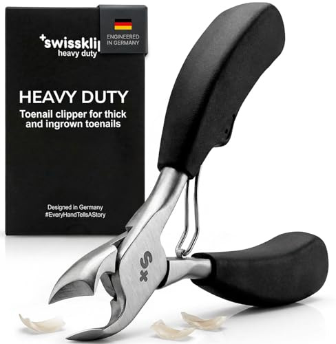 Swissker by Swissklip Heavy Duty Toenail Clippers for Men and Women – Professional Ergonomic Large Toe Nail Cutter & Trimmer for Thick Nails Seniors, Long Handle Toe Nail Clipper