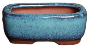 2pcs Glaze Bonsai Pots Ceramic Modern Glaze Succulent Planter Pot with Drainage Hole Vintage Bonsai Mini Glazed Pots Cactus Flower Container Bowl Garden Decoration (8.3x6.2x3.2cm)