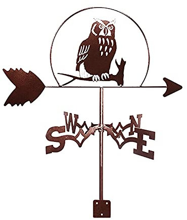 Tonpop Girouette,Hibou Forme Girouettes Outils De Mesure en Acier Inoxydable Hibou Créatif Sculptures De Bateau À Voile Girouette Jardins Extérieurs Maisons d'art De Fer Patio Pelouses