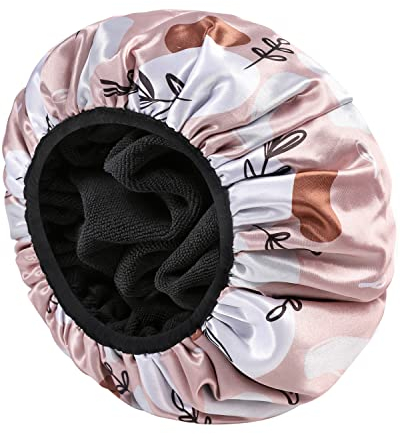E ENASUE Duschhaube für Langes Haar, Große 3-Lagige Wasserdichte Duschtüte, Wiederverwendbar, Ideal für Reise und tägliche Pflege (Rosa)