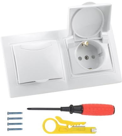 BouGPeng Steckdose Unterputz mit Klapp-Deckel inkl. Rahmen 16A 250V 2-Fach Unterputz Schutzkontakt-Steckdose für Feuchträume und Aussenbereich Badezimmer Küche erhöhtem Berührungsschutz-Weiß