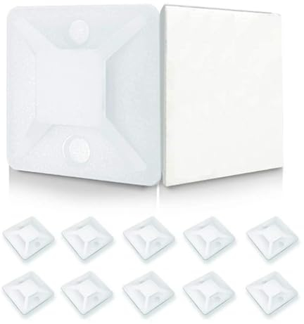 1000 unidades de zócalos adhesivos para bridas, 18 mm x 18 mm, juego de 1000 bases de fijación blancas autoadhesivas y con dos puntos de rosca, abrazadera para cables, almohadillas adhesivas, soporte