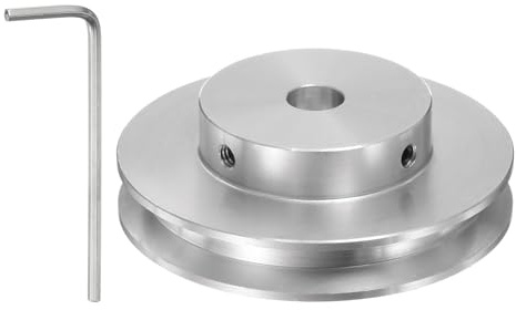 sourcing map Einzelrillen Riemenscheibe Keilriemenscheibe 7mm feste Bohrung 60mm Außendurchmesser Aluminiumlegierung mit Sechskantschlüssel für Bohrmaschine 6mm PU-Rundriemen
