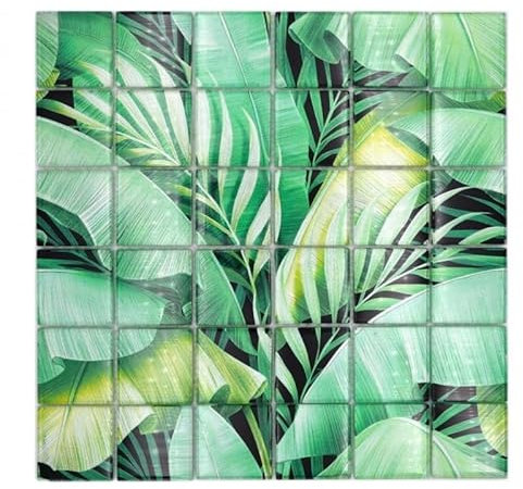 Glasmosaik Mosaikfliese Regenwald Grün Blätter Optik MOS88-Pic01
