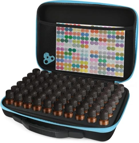 Esoes Soporte para 60 botellas de aceite esencial de etilvinilacetato de gran capacidad, organizador de esmalte de uñas, bolsa de almacenamiento de esmalte de uñas, bolsa de almacenamiento de espuma
