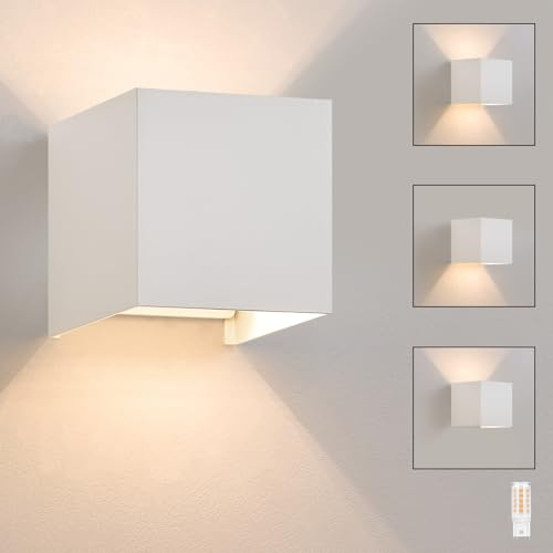 Homefire Wandlampe LED Wandleuchte Innen/Aussen: Aussenlampe Warmweiß IP65 Außenwandleuchten G9 Weiß Lampe Up Down Treppenbeleuchtung Indirekte Außenleuchte für Hauswand Schlafzimmer Flur Treppenhaus