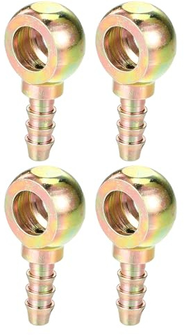 Hihaha Banjo-Bolzen Schlauchstutzenadapter Für Bremsleitungssystem 4 Stk | Material: Metall, Farbe: Bronze Ton, 8mm ID, 6mm OD, Kugelgelenk 30x15mm, Für Auto Motorrad