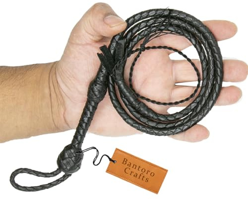 Mini frustino tascabile in pelle, lunghezza 91 cm, colore: marrone, piccole fruste che si spezzano