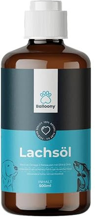 Balloony Lachsöl für Hunde – Reich an Omega-3 & Omega-6 | Unterstützt Haut, Fell & Immunsystem | Hochwertiges Lachsöl mit intensivem Geschmack | Einfache Anwendung für Hunde & Katzen (500g)