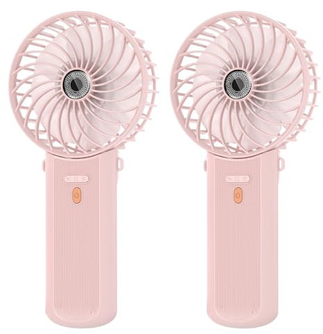 Lepwings Mini Ventilateur Portable - 2 Pièces de Poche USB Rechargeable, 4 Vitesse et 5,5-16 H de Travail, 180° Rotation, Pliable pour Maison, Bureau, Voyage - Rose