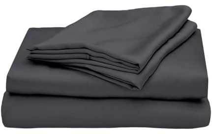 Waterlily 100% Bamboo Lyocell Bedding Set 4 Pcs Duvet Cover Fitted Sheet Pillowcases Double King Organic Natural Soft Vegan Silk Luxury Bed Linen (Charcoal, King)