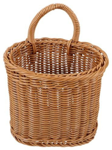 BRIGHTFUFU Wandaufbewahrungskorb Geflochten Aus Kunst-Rattan Hängender Gemüsekorb Für Obst Knoblauch Und Küchenutensilien Platzsparender Wandkorb Für Küche 10.24 X 7.60 X 4.80 in
