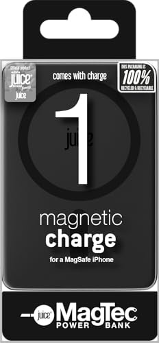 Juice ECO Magnetic Power Bank 5000mAh – MagSafe Portable Charger Fast Charging Battery Pack for iPhone 16, 15, 14, 13, 12 Series, Samsung, USB-C Devices – Small Travel Charging Bank – Black
