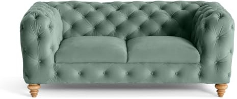 Lisa Design - Canapé Chesterfield Walter en Velours - Sofa Bleu 2 Places - Salon Chesterfield
