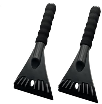 2 Stück Eiskratzer Auto, ABS Eisschaber, Rutschfester Ergonomischer Softgriff, Scheibenkratzer Auto, Länge 26 cm, Breite 11 cm, für Autos im Winter (Schwarz + Schwarz)