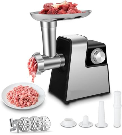Picadora De Carne Eléctrica, Embutidora De Salchichas De 250 W con 1 Cuchilla De Corte, 3 Placas De Molienda, 1 Embutidora De Salchichas, Fácil De Limpiar para Asar Y Preparar Carne En Casa