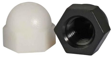 LIUCH 5/50X M3 M4 M5 M6 M8 M10 M12 M14 M16 Weiß Schwarz Nylon Kunststoff Isolierte Hex Hexagon Dekorative Abdeckung Dome Acorn Hutmutter DIN1587(Black,50pcs M3)