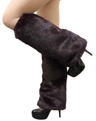 HUAJINGKEJI Bequeme, weiche Socken, Plüsch-Beinstulpen für Damen, gemütliche Winterstiefelaufsätze, Manschetten, thermische warme flauschige Fußbedeckungen, fußlose Socken, violett, rot, Size