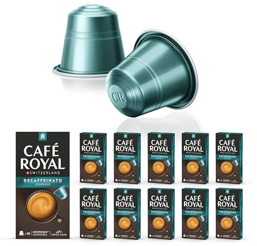 Café en Capsules Aluminium - Café Royal Pro | 10 x 10 soit 100 Dosettes - Saveur Decaffeinato - Compatibles avec les Machines à café Nespresso®* Alu à usage Domestique