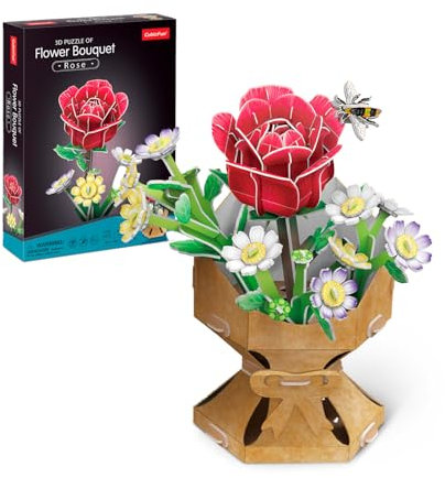Puzzles 3D DIY Fleur Rose | Bouquet De Fleurs Artificielles | Rose Artificielle Pas De Colle | Fleur Artificielle 120 Pièces | Cadeau Saint Valentin | Puzzle Fleurs | Idee Cadeau Fille 8 Ans
