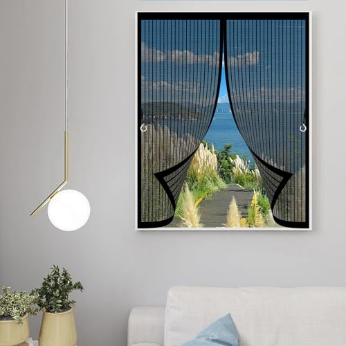 Mosquitera Magnetica Ventana 78x135cm(W x H) Protección Contra Insectos, Malla Fina, Mantiene El Aire Fresco, Mosquiteras para Ventana para Puerta de Balcón, Puerta de Patio, Negro